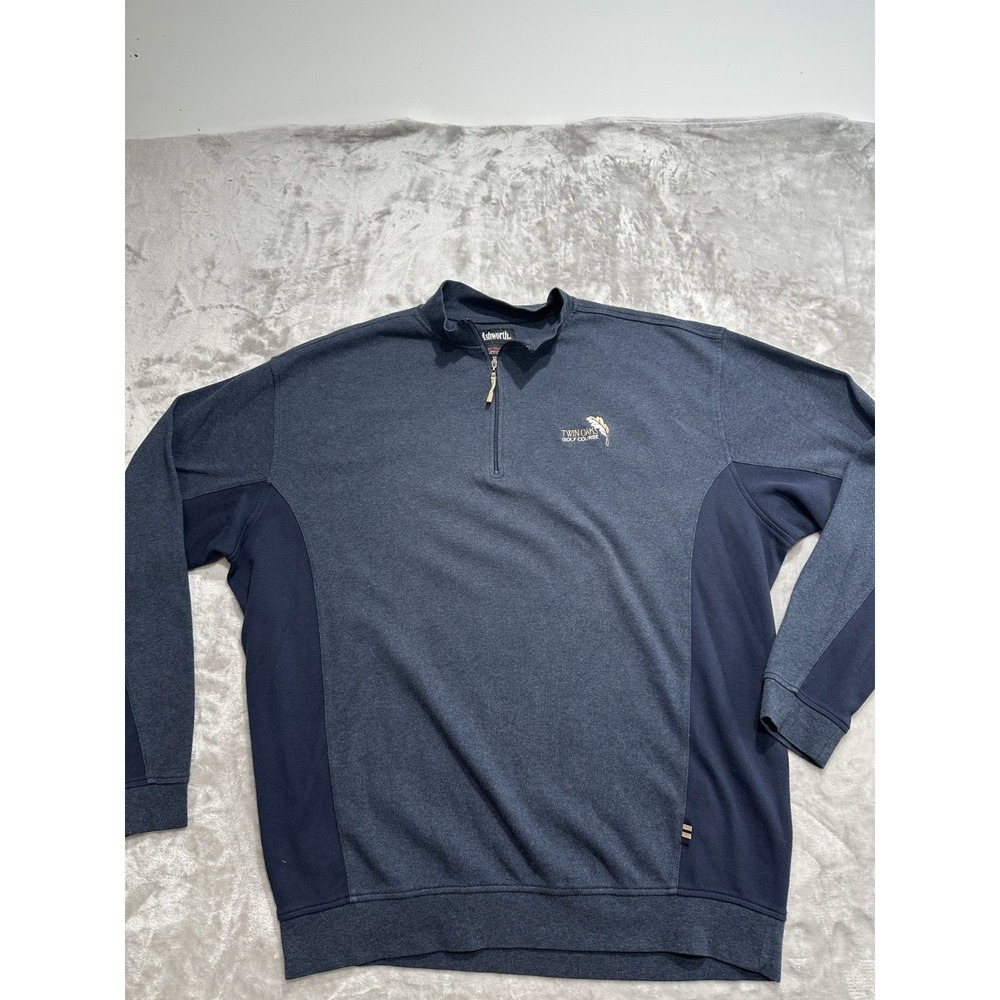 Ashworth Sweater Men's Size XXL Blue Twin Oaks Golf Course Long‎ Sleeve 1/4 Zip